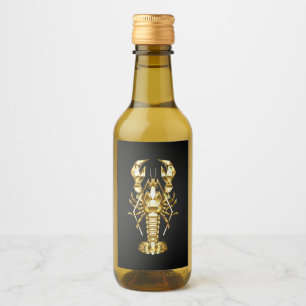 Golden polygonal lobster crawfish on black wine label