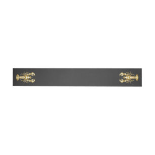 Golden polygonal lobster crawfish on black wraparound address label