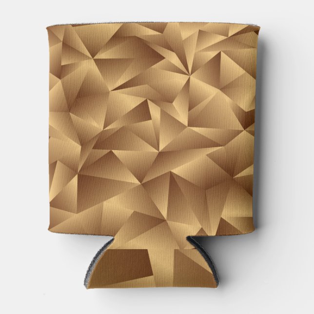 Golden polygons, 3D effect, vintage. Can Cooler (Front)