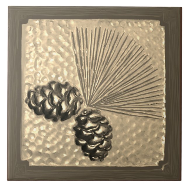  Golden Ponderosa Pinecone Tile (Front)