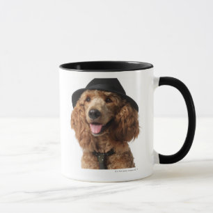 Golden Poodle Dog wearing Hat and Tie Mug