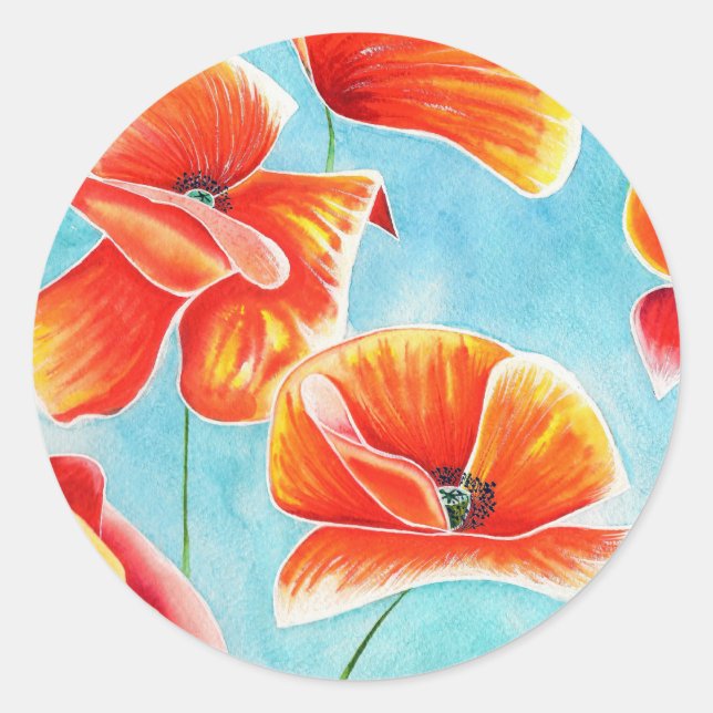 Golden Poppies in the Sky decorative stickers (Front)