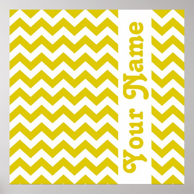 Golden Poppy Safari Chevron with custom text Poster (Front)