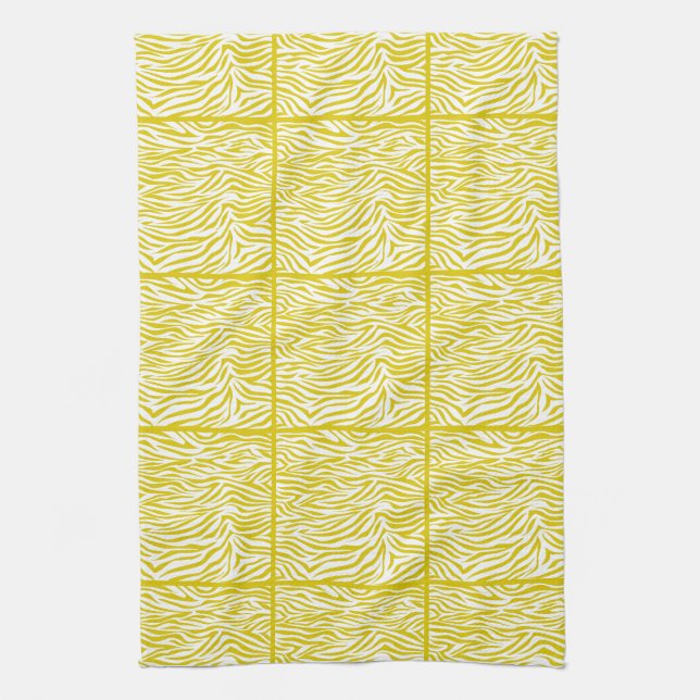 Golden Poppy Safari Zebra, tiled design Tea Towel (Vertical)