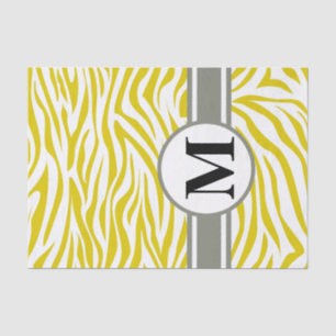 Golden Poppy Safari Zebra with monogram Tissue Paper