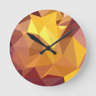 Golden Poppy Yellow Abstract Low Polygon Backgroun Round Clock