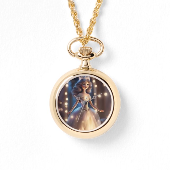 Golden princess locket for girls watch (Front)