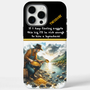 Golden prospecting by the riverside at dawn iPhone 16 pro max case