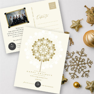 Golden Prosperous Bloom Your Business Logo Elegant Holiday Postcard