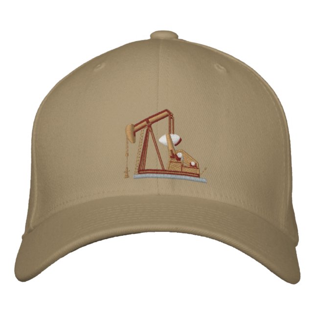 Golden Pumpjack Embroidered Hat (Front)