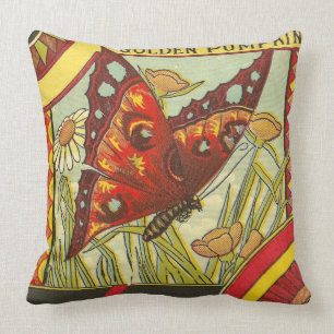 Golden Pumpkin Vintage Crate Label Cushion