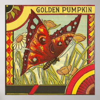 Golden Pumpkin Vintage Crate Label - Print