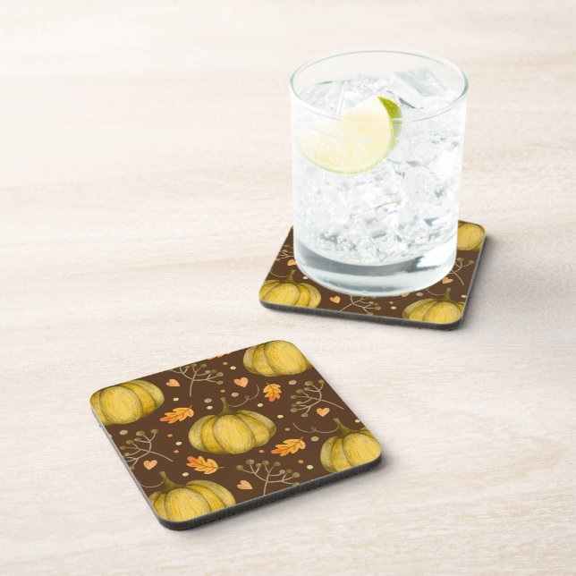 Golden Pumpkins Beverage Coaster (Right Side)