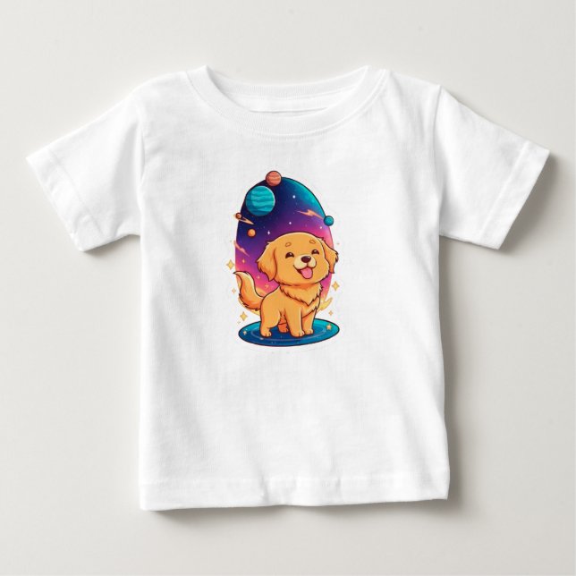 🐶🌌 Golden Puppy Space Nursery Tee ✨⭐ (Front)