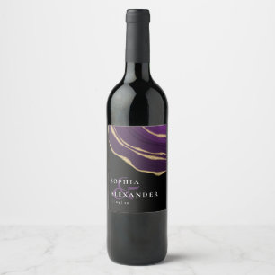 Golden purple agate wine label