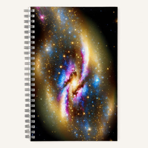 Golden Purple Blue Galactic Cosmos Sky Galactic Notebook