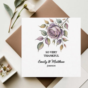 Golden Purple Rose Designer Thank You Card