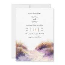 Golden Purple Sunset Sandy Dunes Beach Wedding