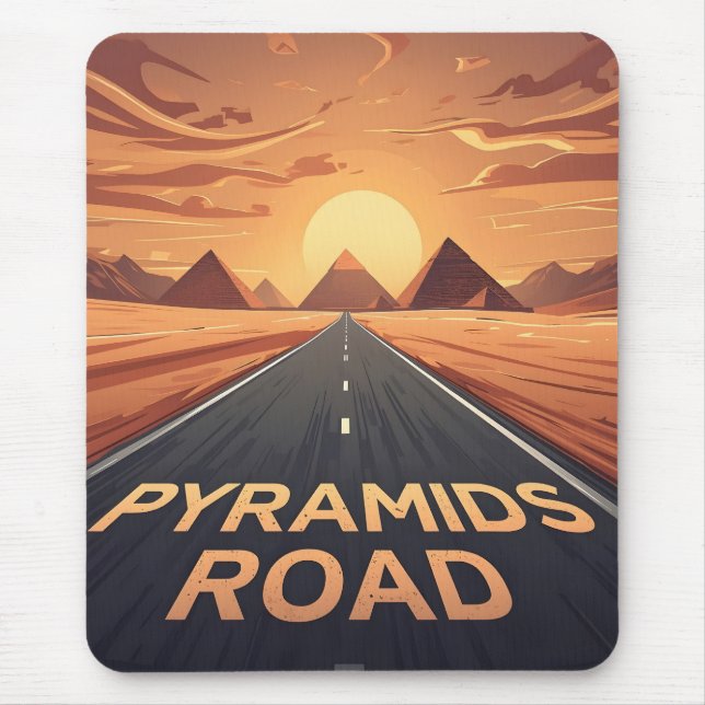 Golden Pyramids Road Egypt Sunset Art Mouse Pad (Front)