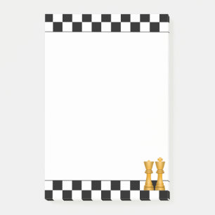 Golden Queen & King on Black & White Chess Post-it Post-it Notes