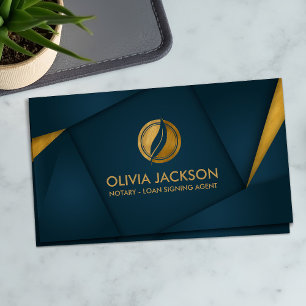 Golden Quill Pen and Geometric Layout Business Card