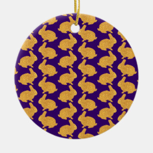 Golden Rabbits Ceramic Tree Decoration