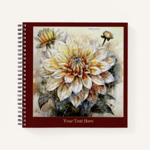 Golden Radiance: Watercolor Dahlia pinnata II Notebook