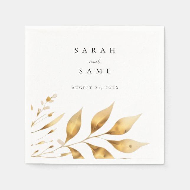 Golden Radiance Wedding Napkins (Front)