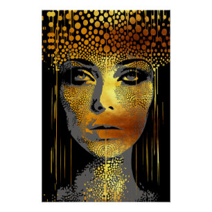 Golden Radiance: Woman's Beauty Embodied Poster