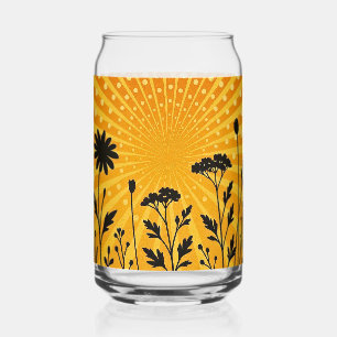 Golden radiant polka dot  silhouette Bloom  Can Glass