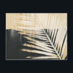 Golden Raffia - Palm Fronds Postcard<br><div class="desc">Golden Raffia II by Jennifer Paxton Parker. Features a single palm frond leaf silhouette in black and yellow/tan colours.</div>