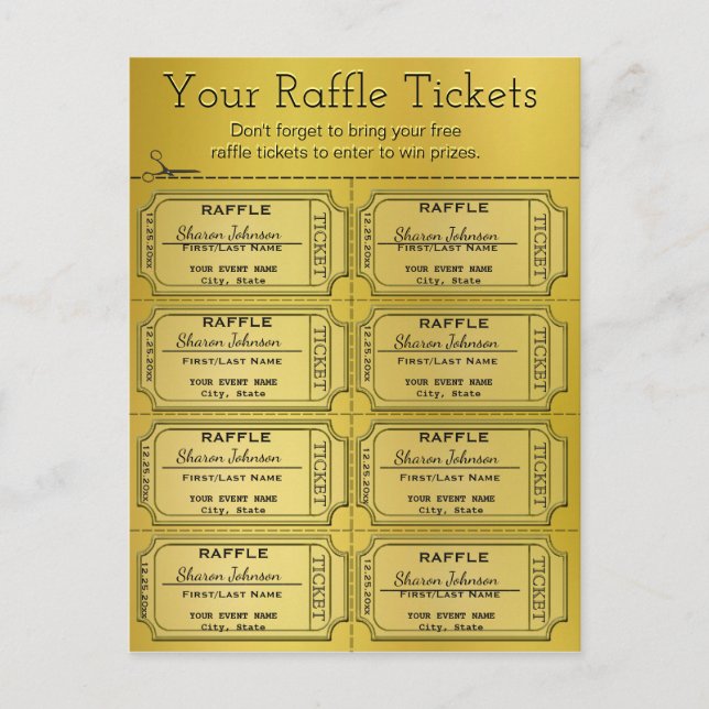 Golden Raffle Tickets Postcard (Front)