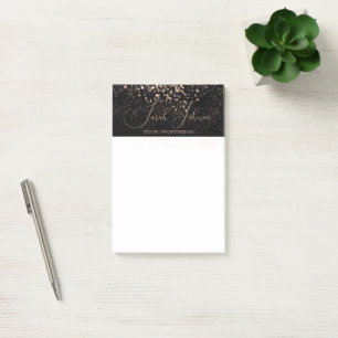 Golden Rain Black Personalised Professional Post-it Notes