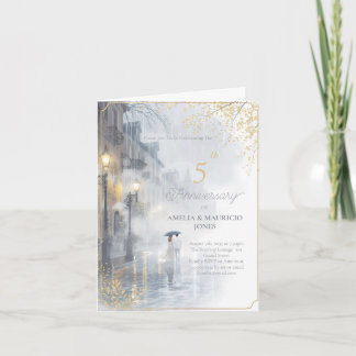 Golden Rain Romance wedding anniversary  Invitation