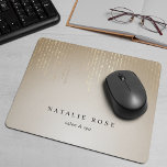 Golden Rain String Lights Personalized Mouse Pad<br><div class="desc">Chic personalized mousepad displays your name,  business name or choice of custom text in classic black lettering on a golden ombre background adorned with strands of faux gold foil string lights.</div>