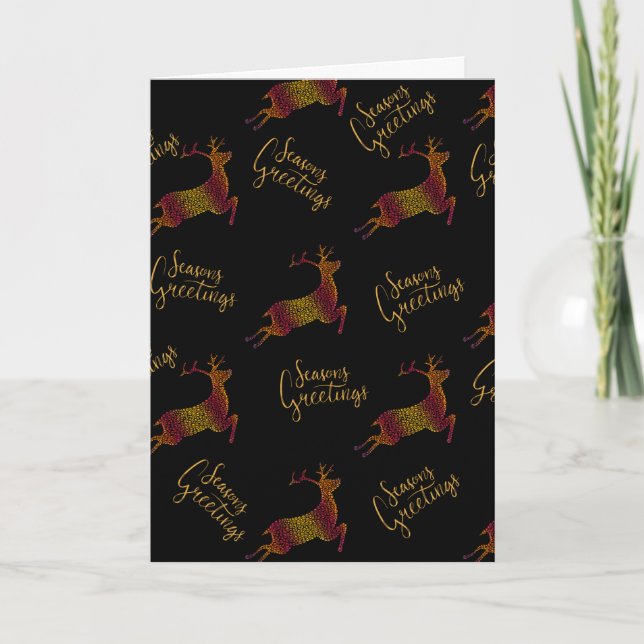 Golden Rainbow Reindeer Christmas Holiday Card (Front)