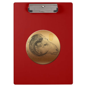 Golden Ram Chinese Astrology Zodiac Clipboard