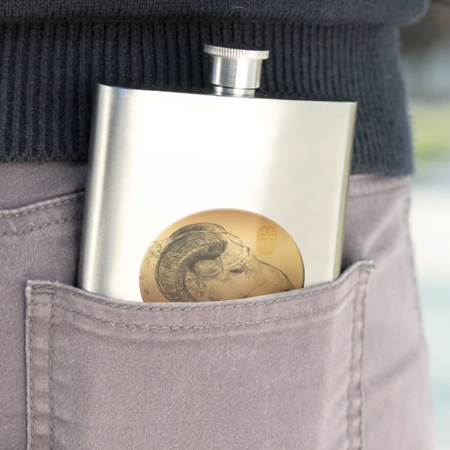 Golden Ram Chinese New Year Astrology Zodiac Flask (In Situ)