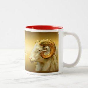 Golden Ram Chinese New Year with Symbol for Ram Two-Tone Coffee Mug