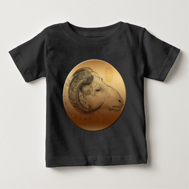 Golden Ram Year Chinese Astrology Zodiac Baby Tee (Front)