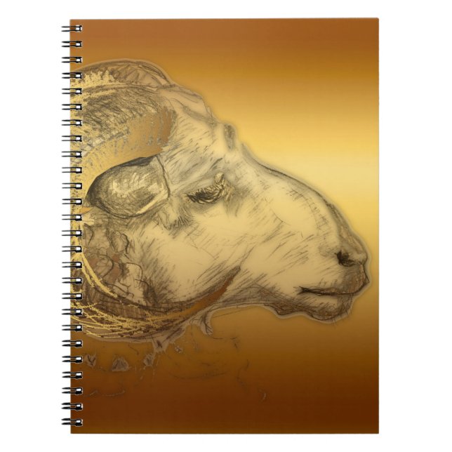 Golden Ram Year Chinese Zodiac Aries Notebook (Front)