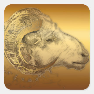 Golden Ram Year Chinese Zodiac Aries Square Stick Sticker