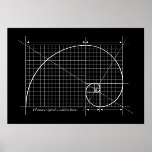 Golden Ratio, Fibonacci Spiral, Drawing Poster