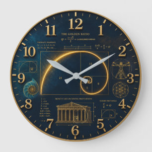 Golden Ratio Fibonacci Spiral Mathematics Large Clock