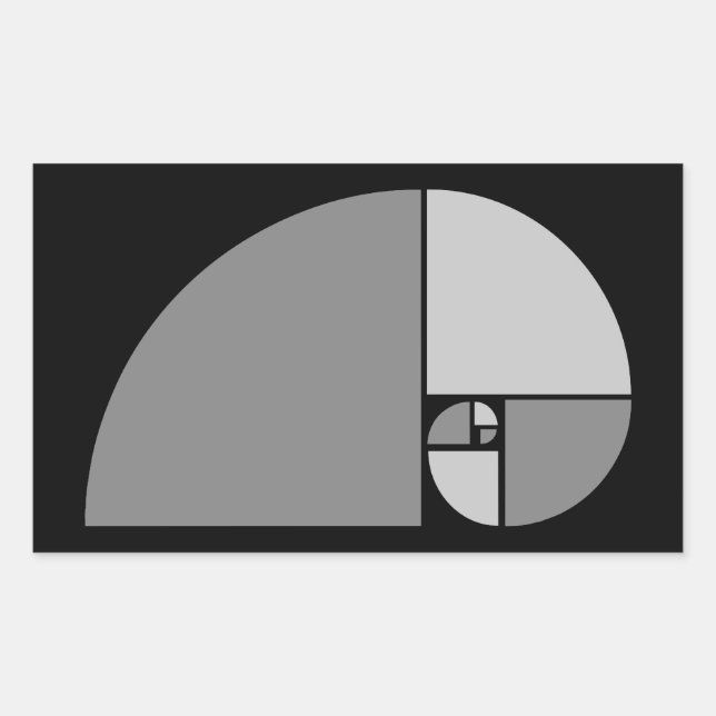 Golden Ratio, Fibonacci Spiral Rectangular Sticker (Front)