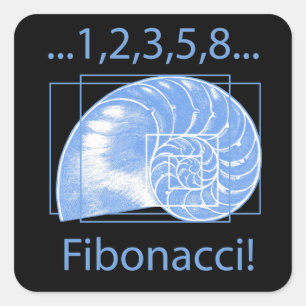 Golden Ratio, Fibonacci Spiral Square Sticker