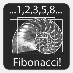 Golden Ratio, Fibonacci Spiral Square Sticker