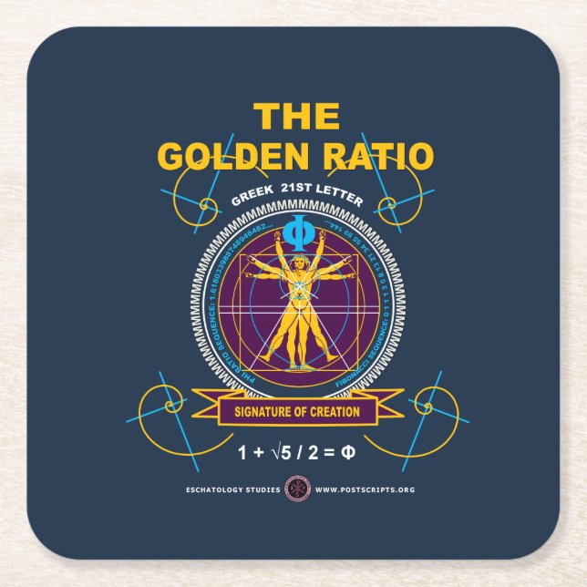 Golden Ratio Square Paper Coaster (Front)