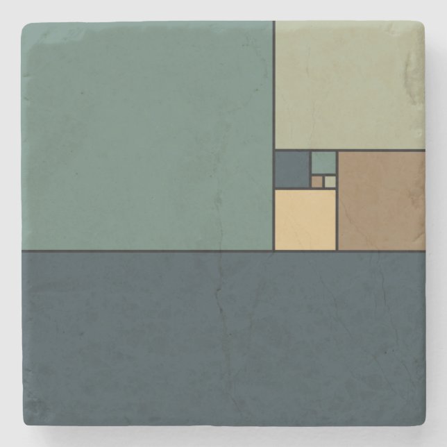 Golden Ratio Squares (neutrals) Stone Coaster (Front)