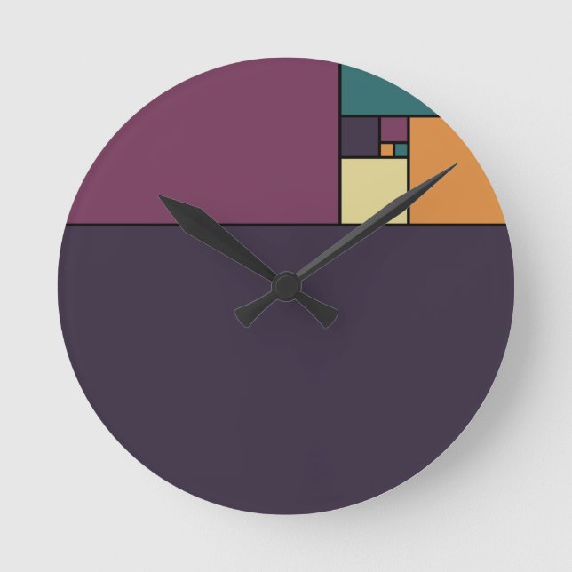 Golden Ratio Squares Round Clock (Front)